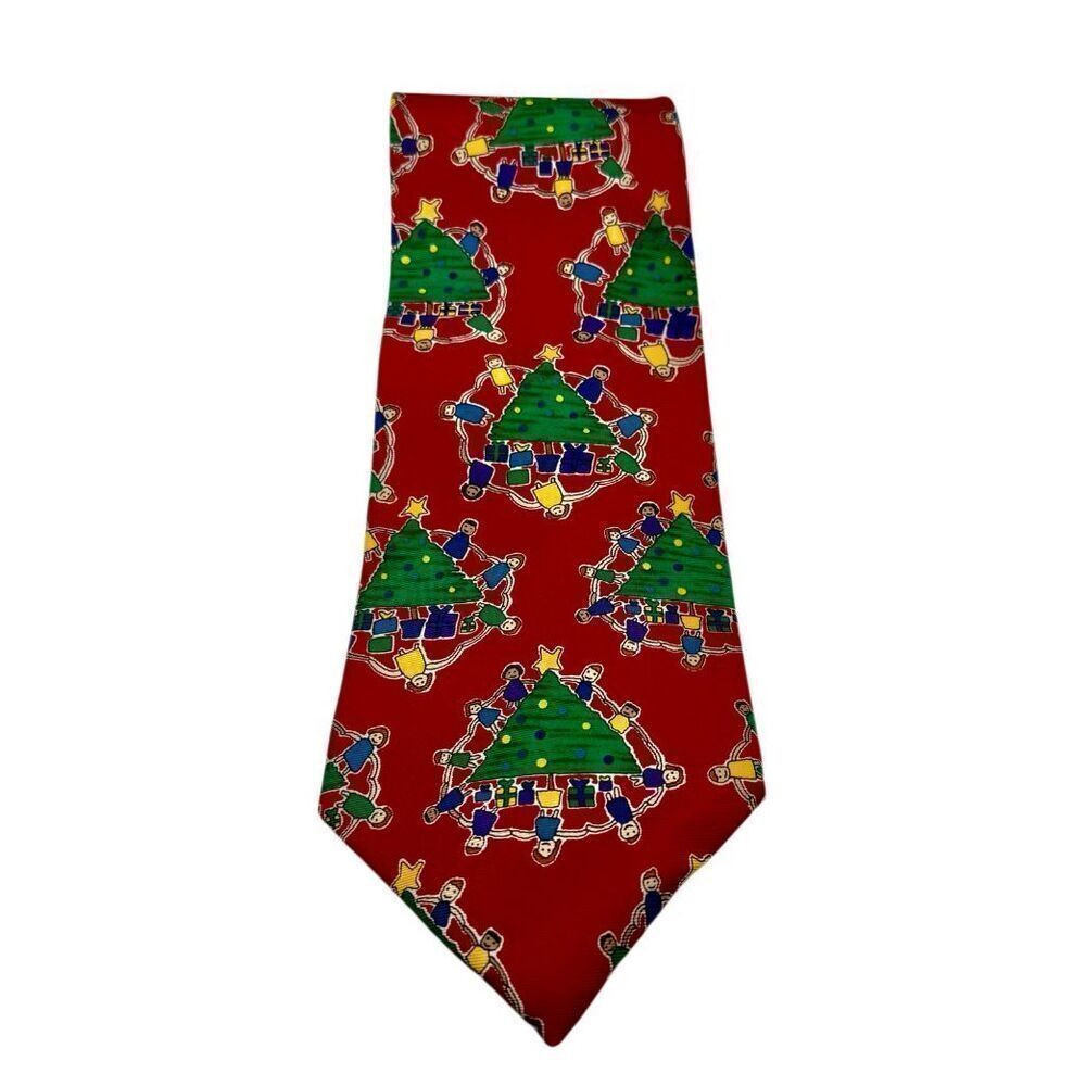 Save the Children Holiday Togetherness Necktie Christmas 100% Silk USA